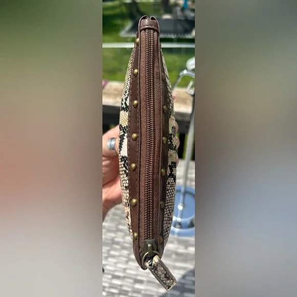 DSW Vegan Snakeskin Clutch Pouch Cosmetic Bag - Picture 5 of 9